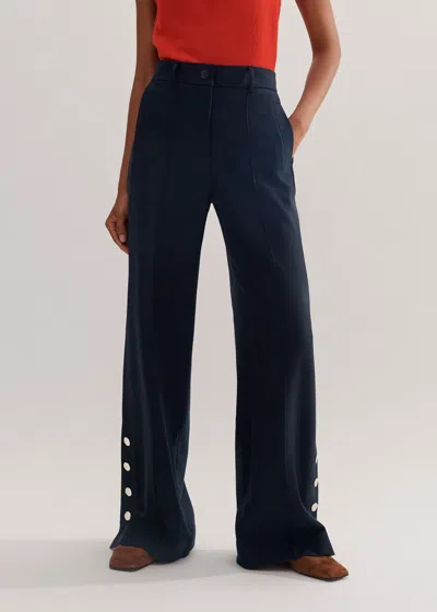Me+em Statement Button Relaxed Tailored Pant In Navy