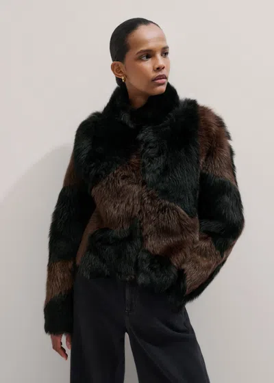 Me+em Statement Patchwork Coat Chocolate/black In Multi