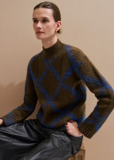 Me+em Straight Argyle Sweater In Green