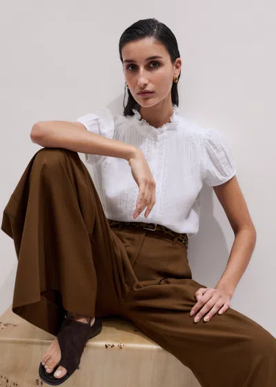 Me+em Straight Cheesecloth Cap-sleeve Blouse Soft White