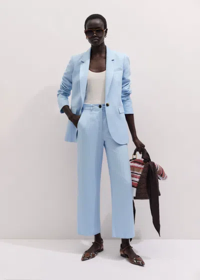 Me+em Straight Crop Tailored Trouser Sky Blue