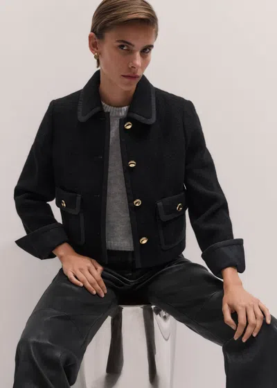 Me+em Straight Cropped Bound Jacket Black