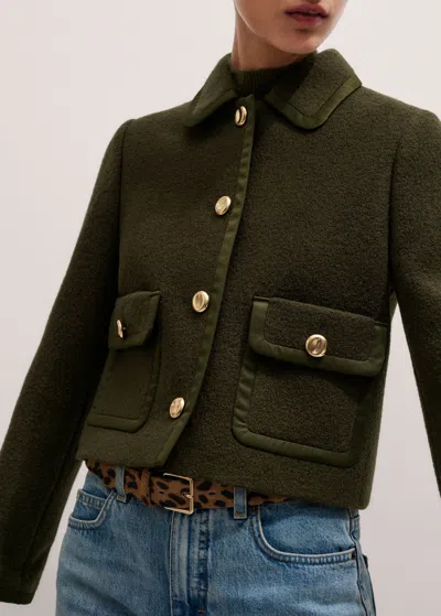 Me+em Straight Cropped Bound Jacket Intense Olive In Green