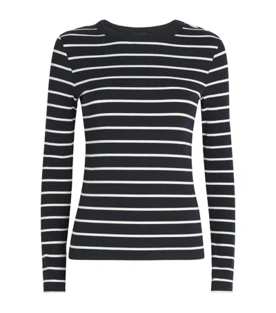 Me+em Stretch-cotton Stripe Perfect Basic Top In Blue