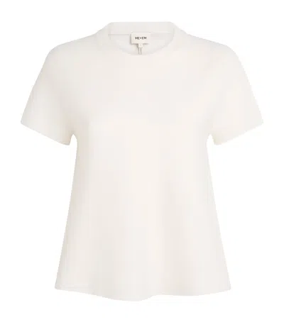 Me+em Stretch-wool Ribbed T-shirt In Beige