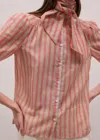 Me+em Stripe Blouse + Tie Orange Multi In Multi