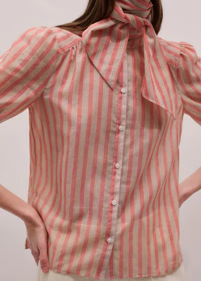 Me+em Stripe Blouse + Tie Orange Multi