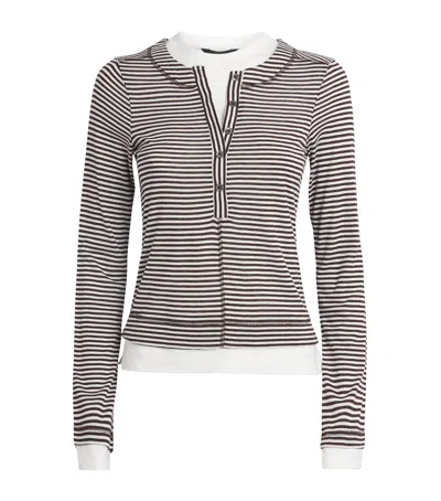 Me+em Stripe Double-layer Top In Brown