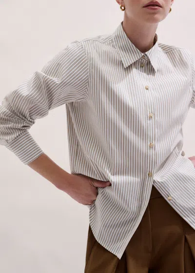 Me+em Stripe Relaxed Forever Shirt Soft White/tan