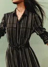 Me+em Stripe Shirt Maxi Dress + Belt In Black/ivory