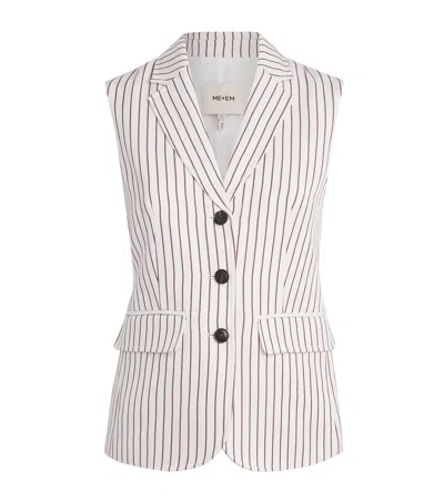 Me+em Stripe Sleeveless Blazer In White