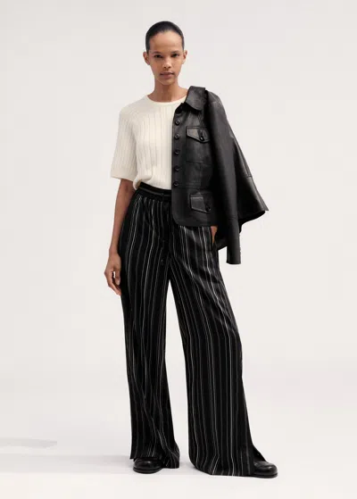 Me+em Stripe Trouser In Black/ecru