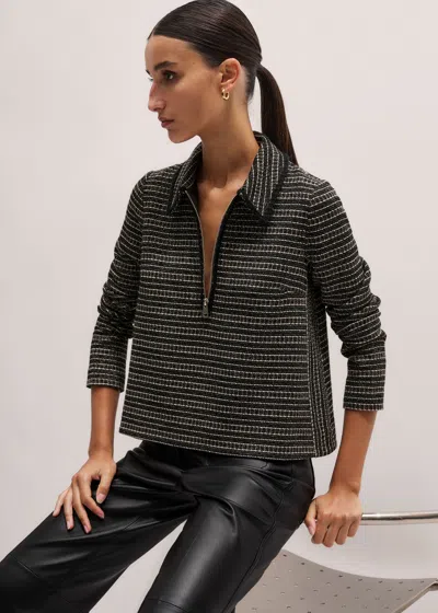 Me+em Stripe Tweed Swing Top Black Multi