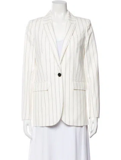 Pre-owned Me+em Striped Blazer In White