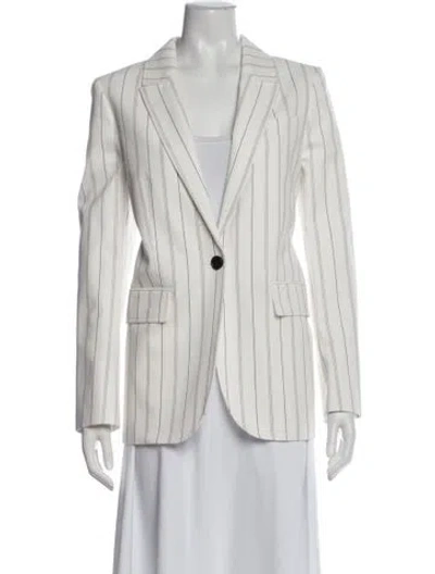 Pre-owned Me+em Striped Blazer In White