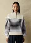 Me+em Striped Box Sweater In Cream/navy