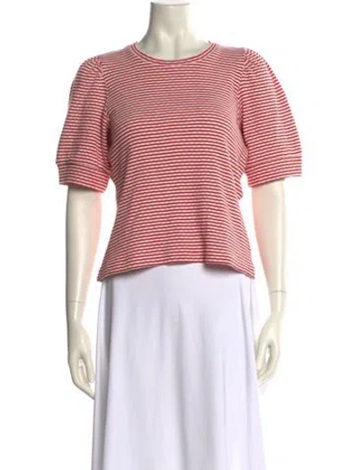 Pre-owned Me+em Striped Crew Neck Crop Top In Red