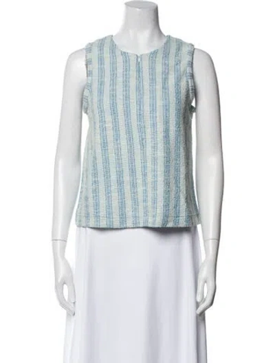 Pre-owned Me+em Striped Crew Neck Crop Top W/ Tags In Blue