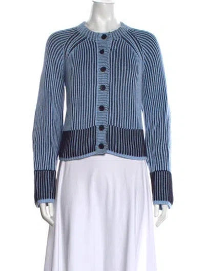 Pre-owned Me+em Striped Crew Neck Sweater In Blue