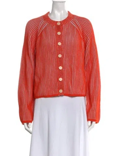 Pre-owned Me+em Striped Crew Neck Sweater In Orange