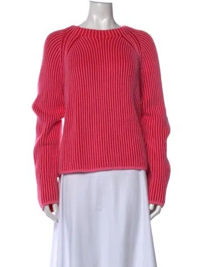 Pre-owned Me+em Striped Crew Neck Sweater In Pink