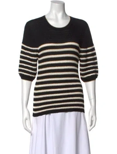 Pre-owned Me+em Striped Crew Neck Top In Black