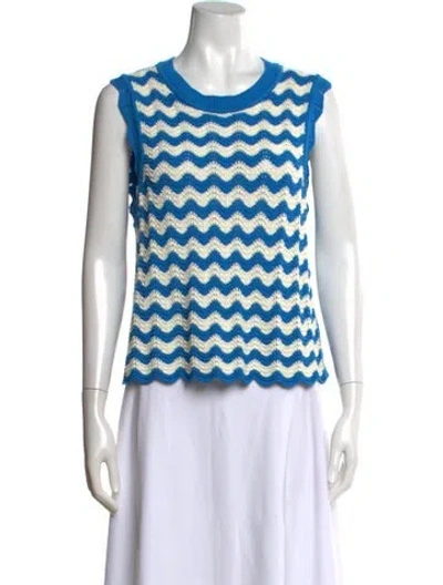Pre-owned Me+em Striped Crew Neck Top In Blue