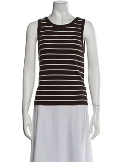 Pre-owned Me+em Striped Crew Neck Top In Brown