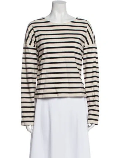 Pre-owned Me+em Striped Crew Neck Top In Neutral