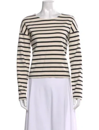 Pre-owned Me+em Striped Crew Neck Top In Neutral
