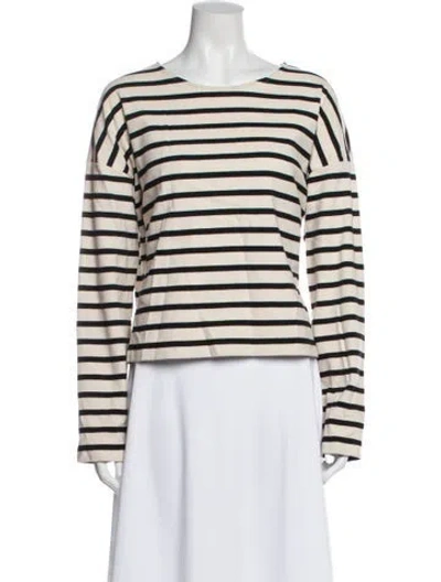 Pre-owned Me+em Striped Crew Neck Top In Neutrals
