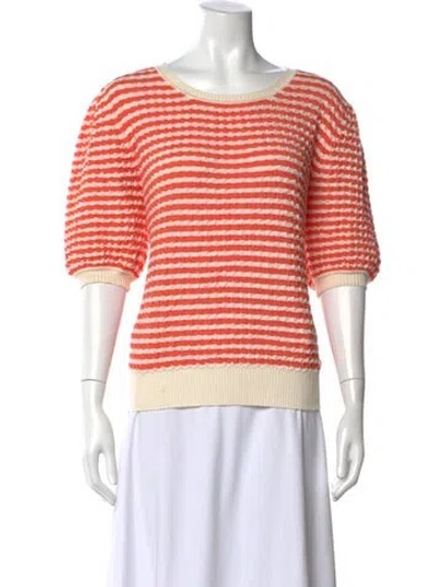 Pre-owned Me+em Striped Crew Neck Top In Orange