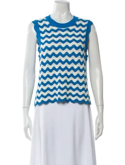 Pre-owned Me+em Striped Crew Neck Top In White