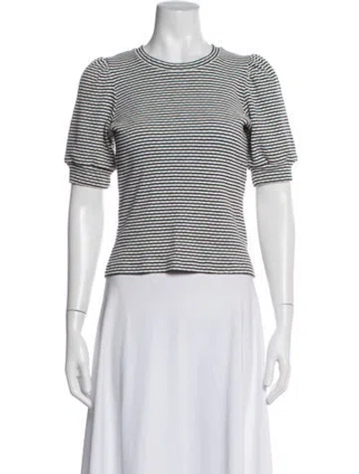 Pre-owned Me+em Striped Crew Neck Top In White