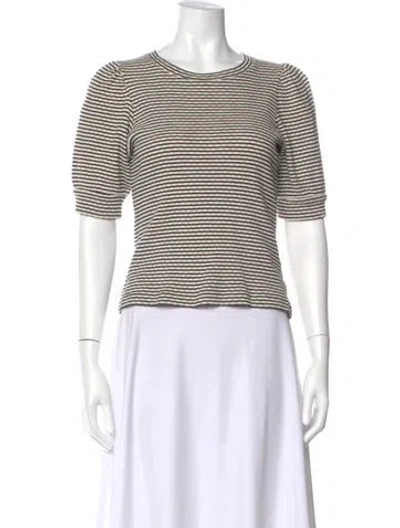 Pre-owned Me+em Striped Crew Neck T-shirt In White