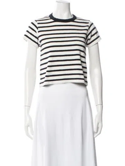 Pre-owned Me+em Striped Crew Neck T-shirt In White