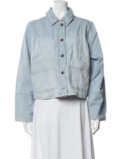 Pre-owned Me+em Striped Denim Jacket In Blue