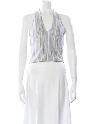 Pre-owned Me+em Striped Halterneck Top In White