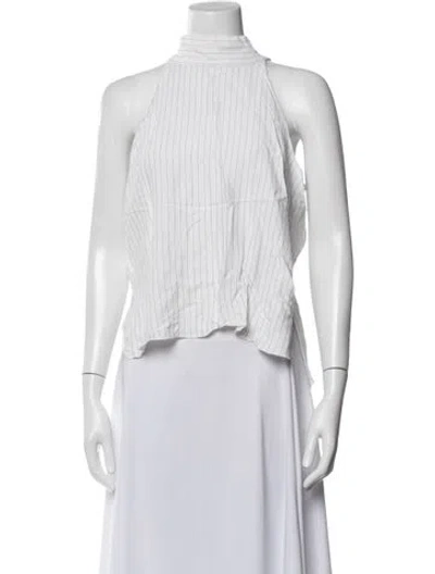 Pre-owned Me+em Striped Halterneck Top In White
