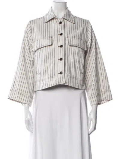Pre-owned Me+em Striped Jacket W/ Tags In White