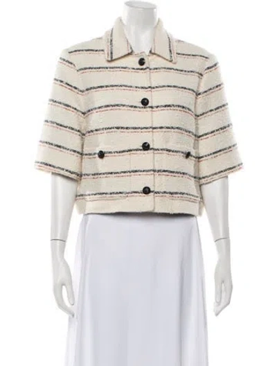Pre-owned Me+em Striped Jacket In White