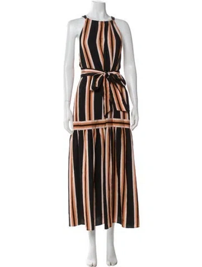 Pre-owned Me+em Striped Long Dress In Black