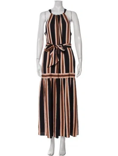 Pre-owned Me+em Striped Long Dress In Black