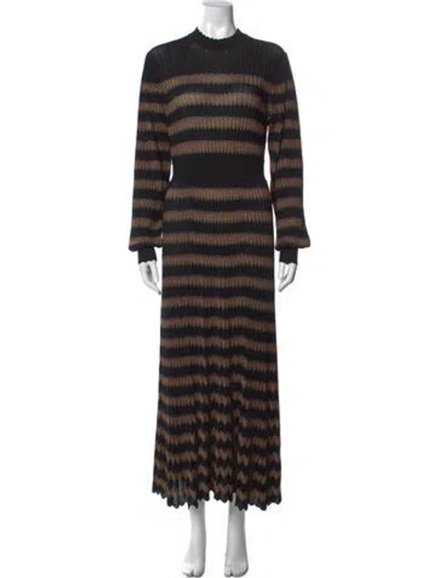 Pre-owned Me+em Striped Long Dress In Black