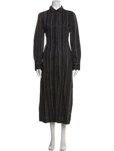 Pre-owned Me+em Striped Long Dress In Black