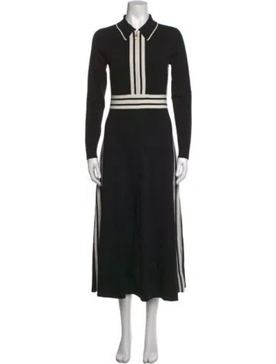 Pre-owned Me+em Striped Long Dress In Black