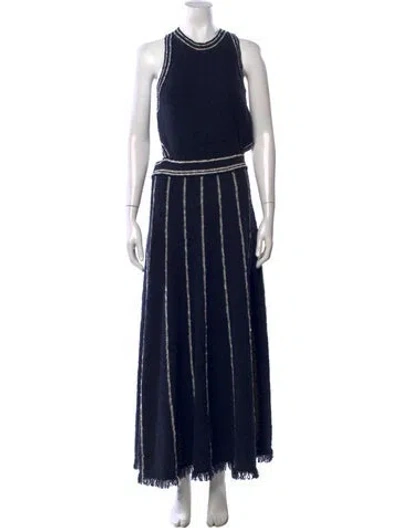 Pre-owned Me+em Striped Long Dress In Blue