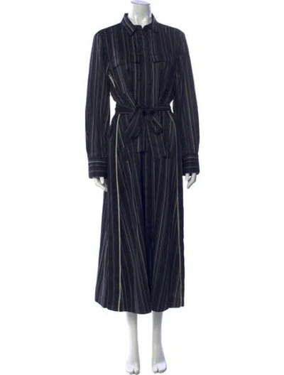 Pre-owned Me+em Striped Long Dress In Blue