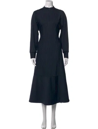Pre-owned Me+em Striped Long Dress In Blue