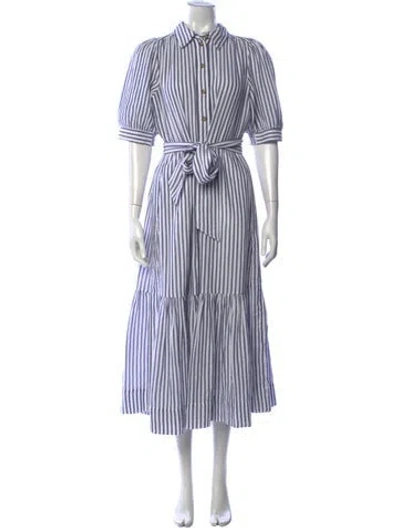 Pre-owned Me+em Striped Long Dress In Blue/white